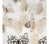 12 pezzi/set Adesivi farfalla in PVC, adesivi decorativi 3D a forma di farfalla traforata per la casa, adesivi, decorazioni da parete, decalcomanie in vinile per decorazioni domestiche, articoli decor