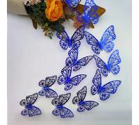 12 pezzi/set Adesivi murali a farfalla 3D traforati per torte, matrimoni e salotti, decorazioni per la casa, adesivi, decalcomanie da parete, decalcomanie in vinile per decorazioni domestiche, articol