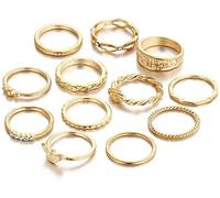 12 Pezzi/Set - Anello per Unghie con Giuntura a nocca Vintage Bohémien Anelli per Dita in Cristallo Anelli per nocche Gioielli squisiti Serie di Anelli d'oro Lovely And Attractive