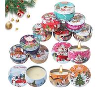 12 Pezzi set candele profumate in stile natalizio, regalo di candele natalizie, candele natalizie con varie fragranze, set candele profumate per interni per la casa, yoga bagno Fragranza
