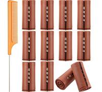 12 Pezzi Set di Bacchette per Capelli Canne Ondata Freddo Plastica Rulli per Arricciare Capelli Aste di Perming 1,57 Pollici/ 4 cm con Pettine a Coda di Ratto Acciaio Inox Pettine a Coda di Rondine