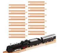 12 Pezzi Set di Espansione Binari Treno Legno, 16,2cm Dritto Connect Wooden Train Tracks Accessori per Binari del Treno per Bambini Compatibile con la Maggior Parte delle Marche di Trenini