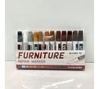 12 pezzi Set di pennarelli per ritocco finitura legno, adatti per il restauro del colore di pavimenti in legno massiccio e composito, riparazione di usura della vernice, penna per riempimento colore, 