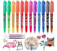 12 pezzi Set di penne gel colorate con cappucci appuntiti, set di penne termoerasibili, penne a sfera con punta a proiettile da 0,5 mm in colori misti, adatte per studenti per scrivere e disegnare Tag