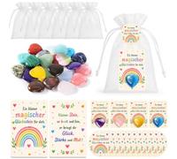 12 Pezzi Set di Pietre Portafortuna,Set di Pietre Curative a forma di Cuore,Pietre Magiche Preziose,Pietre Portafortuna,Pietre Naturali Cuore e Stella, per compleanno,comunione regalo