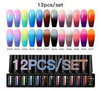 12 pezzi Set di smalto gel termico per unghie, colori invernali che cambiano colore in base alla temperatura, smalto semipermanente, resistente ai raggi UV/LED, lunga durata, kit per arte di unghie ge