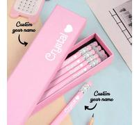 12 pezzi/Set Matite personalizzate rosa con nome, matite personalizzate adatte per studenti delle scuole elementari, regali per scrittura scolastica ed esami, regali per insegnanti, regali per il rito