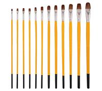 12 Pezzi Set Pennelli Pittura Acrilica a Punta Tonda e Piatta, Pennelli per Pittura ad Olio Professionali, Pennelli per Dipingere Acrilico per Acquerelli, Viso, Tela da Pittura, per Artisti Classi