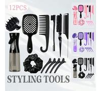 12 Pezzi Set Spazzole per Capelli, Bottiglia Spray Trasparente da 200ML, 3 Spazzole per Capelli Lisci per Bambini, Massaggiatore Delicato per il Cuoio Capelluto, Spazzola Districante per Capelli Bagna