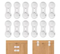 12 Pezzi Sicurezza Bambini per Ante Bianche, Protezione Armadio Neonato & Bambini, Bloccaggio Cassetti per Armadio/Frigorifero/Cassetti, Adesivo Extra Resistente - Senza Forare