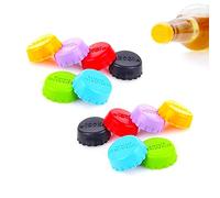12 Pezzi silicone Capsule in Tappo per Bottiglie di Champagne Vino, corona in silicone, colorati, per birra, ecologici, per bottiglie di vetro, 6 colori