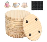 12 Pezzi Sottobicchieri in Legno Sottobicchiere Rotondi Sottobottiglia con Tappetino Antiscivolo Portacandele Legno Sottocandela Sotto Bicchieri da Tavola per Bevande Candele Succulente