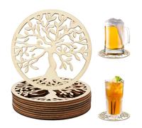 12 Pezzi Sottobicchieri per Il Fiore Della Vita, 10x10cm Sottobicchieris in Legno A Forma di Albero, Sottobicchieri Antiscottatura e Facili da Pulire, Sottobicchieris Per Mobili, Bicchieri da Vino