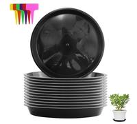 12 Pezzi Sottovaso Rotondo Sottovasi Rotondi Nero in plastica per Piante da Interni ed Esterni Sottovaso Bonsai, Fiori, Giardini e Orchidee - 24 cm