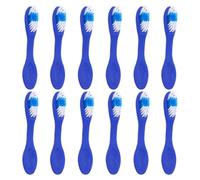 12 Pezzi Spazzolino Mini con Setole Morbide e Manico Corto per Viaggio | Formato Compatto, Nylon e Plastica, Blu, Adatto a Kit Igiene e Reparti Speciali
