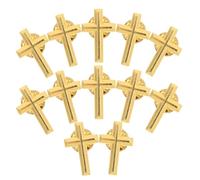 12 Pezzi Spilla Croce Religiosa Dorata in Lega, Design Classico | Celebrazioni Religiose e Festività Sacre, Fissaggio Sicuro, Idea per Padrini e Madrine