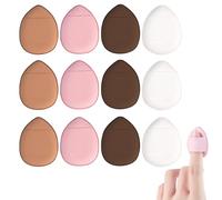 12 pezzi Spugna Cipria con Supporto per Dito, Cipria per Dito, Mini Cipria per Dito, Strumento per Trucco Bagnato Asciutto Triangolare per Fondotinta Cosmetici in Polvere Libera