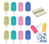 12 Pezzi Stampi Ghiaccioli con Coperchio e Asta, 4 Colori Stampi in silicone popsicle, Grado alimentare Stampi riutilizzabili Ghiaccioli,Mini stampi ghiaccioli,per Gelato