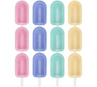 12 Pezzi Stampi per Ghiaccioli in Silicone,Riutilizzabile Ghiaccioli Stampo Rosa Verde Blu Giallo,Stampini per Gelato con Coperchi Senza BPA,Formine per Ghiaccioli