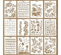 12 Pezzi Stencil per Artigianato Riutilizzabile, Set di Modelli per Pittura e Pirografia - Per Diario, Quaderno e Progetti Fai-da-te