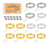 [12 Pezzi] Stringa Luci LED a Batteria, 2M Filo di Rame con 20 LEDs Lucine Led Decorative a Batteria Multicolore Impermeabile Luci Led Stringa per Esterni e Interni, Casa, Feste, Matrimonio (3 Colori)