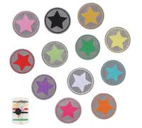 12 Pezzi Toppe Termoadesive Mini Toppe Termoadesive a Forma di Stella con 1 Set da Cucito Autoadesive Ricamate per Bambini per Abbigliamento, Borse e Accessori