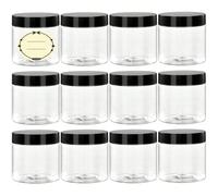 12 pezzi Vasetti di plastica con coperchi, barattoli cosmetici rotondi vuoti e trasparenti per lozioni, creme, unguenti, burro corpo, trucco, conservazione per viaggio 60 ml,30 ml,40 ml,50 ml,80 ml,10