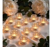 12 Pezzi Vasetti Portacandele in Vetro Trasparente per Tea Light | Piccoli Barattoli di Vetro per Candele Tealight, Portacandele per Centrotavola Matrimonio e Decorazione Casa (trasparente)