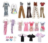 12 pezzi vestiti compatibili con bambole Barbie 1 paillettes denim set 1 gonna elegante 1 vestito casual street style 1 abito 2 abiti da sera 6 paia di scarpe stili casuali per bambole da 11,5 pollici