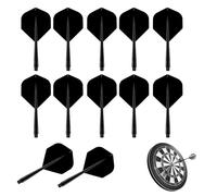 12 Pezzis Alette Freccette Plastica, Voli per Freccette Filettate da 75 mm, Astine in Plastica, Voli e Astine Integrati, per Freccette con Punta Morbida e in Acciaio, Gioco delle Freccette, Nero