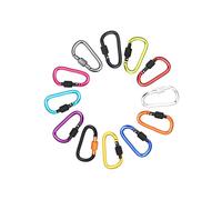 12 Pezzo Multicolore Moschetti in alluminio chiusura a vite - indispensabile per viaggi campeggio, portachiavi, avventure all'aperto attrezzature vacanze donne