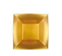 12 Piatti quadrati fondi lavabili per microonde 18x18 cm oro