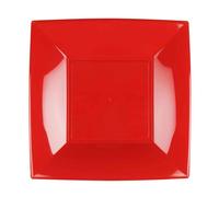 12 Piatti quadrati grandi lavabili per microonde rossi 29x29 cm