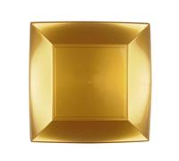 12 Piatti quadrati lavabili per microonde colore oro 23x23 cm