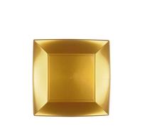 12 Piatti quadrati piccoli lavabili per microonde oro 18x18 cm