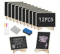 12 Piccola Lavagna, Messaggi Bordo Lavagnette, Cancellabili Lavagnette di Legno Bordo mit Penna/Panno per la pulizia, Mini Lavagna Segnaposto Lavagnette per Prezzi, Feste, Scuola, Matrimoni