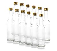 12 piccole bottiglie di vetro da 350 ml (0,35 l) con tappo a vite PP28 oro - bottiglie vuote piccole da riempire, ad esempio bottiglie di vino vuote, piccole bottiglie di liquore, 350 ml