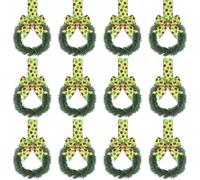 12 piccole ghirlande natalizie per armadi da cucina, 53 cm, mini ghirlande con fiocco in velluto rosso e bacche, decorazione natalizia per finestra, decorazione natalizia per fattoria (verde, set da