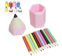12-Piece Mini Colored Pencil Set for Dollhouses and DIY Miniature Scenes,Ultra-Realistic Tiny Pencils with Mini Storage Case,Tiny Colored Pencils for Desk Decor, Art Studio Display (Pink)