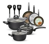 12-Piece Nonstick Kitchen Cookware Set - Professional Hard Anodized Home Kitchen Ware Pots and Pan Set, Includes Saucepan, Frying Pans, Cooking Pots, Dutch Oven Pot, Lids, Utensil - NutriChef NCCW12S