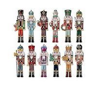 12 pieces Christmas nutcracker ornament set Nutcracker hanging ornaments Wooden king and soldier nutcrackers for Christmas party supplies 12PCS