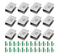 12 Pièces Pince à Verre en Acier Inoxydable 304, Support d'Étagère en Verre, Support de Fixation Etagere en Verre avec Vis et Tube d'Expansion (Argento, Rettangolare, per Vetro Spesso da 5 a 10 mm)
