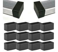12 piedini in gomma per mobili, rettangolari, colore nero, gambe per mobili, gambe per tavolo e sedie, protezioni per pavimenti in legno duro (20 x 30 mm)