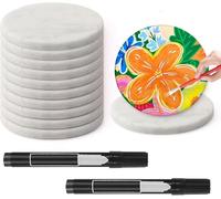 12 pietre piatte per dipingere, ciottoli, rocce, pietre per pittura e artigianato, pietra piatta per la pittura, rotonde, colore bianco, diametro 6,3 cm