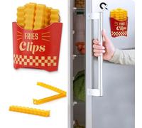 12 piezas clips para bolsas con forma de patatas fritas, divertidos clips para bolsas de comida con caja magnética, food bag clips with Magnetic Box
