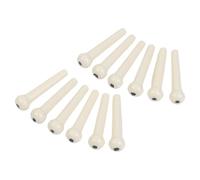 12 piroli per ponticello per chitarra acustica classica folk e ukulele, supporti terminali in plastica bianca con lunga durata, include scatola in metallo