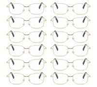 12 Pk Uomo Donna Montatura Metallo Lenti Trasparenti Lettura Occhiali Moda Epoca
