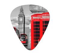 12 plettri con stampa a forma di telefono Londra, Inghilterra, Regno Unito, retrò, con scatola organizer, 3 diversi spessori, accessori per chitarra (0,46 mm, 0,71 mm, 0,96 mm)