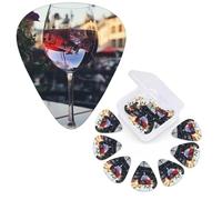 12 plettri per chitarra, 3 diversi spessori, per calici da vino, plettri per chitarra e basso, con scatola portaoggetti, plettro per chitarra acustica