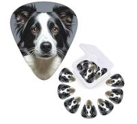 12 plettri per chitarra, 3 diversi spessori, plettri per chitarra Border Collie, plettri personalizzati per chitarra elettrica, con scatola portaoggetti, plettro per chitarra acustica